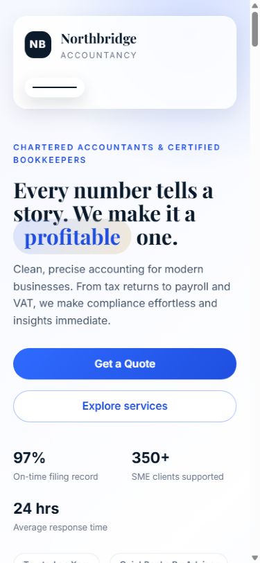 Northbridge Accountancy shown at mobile width